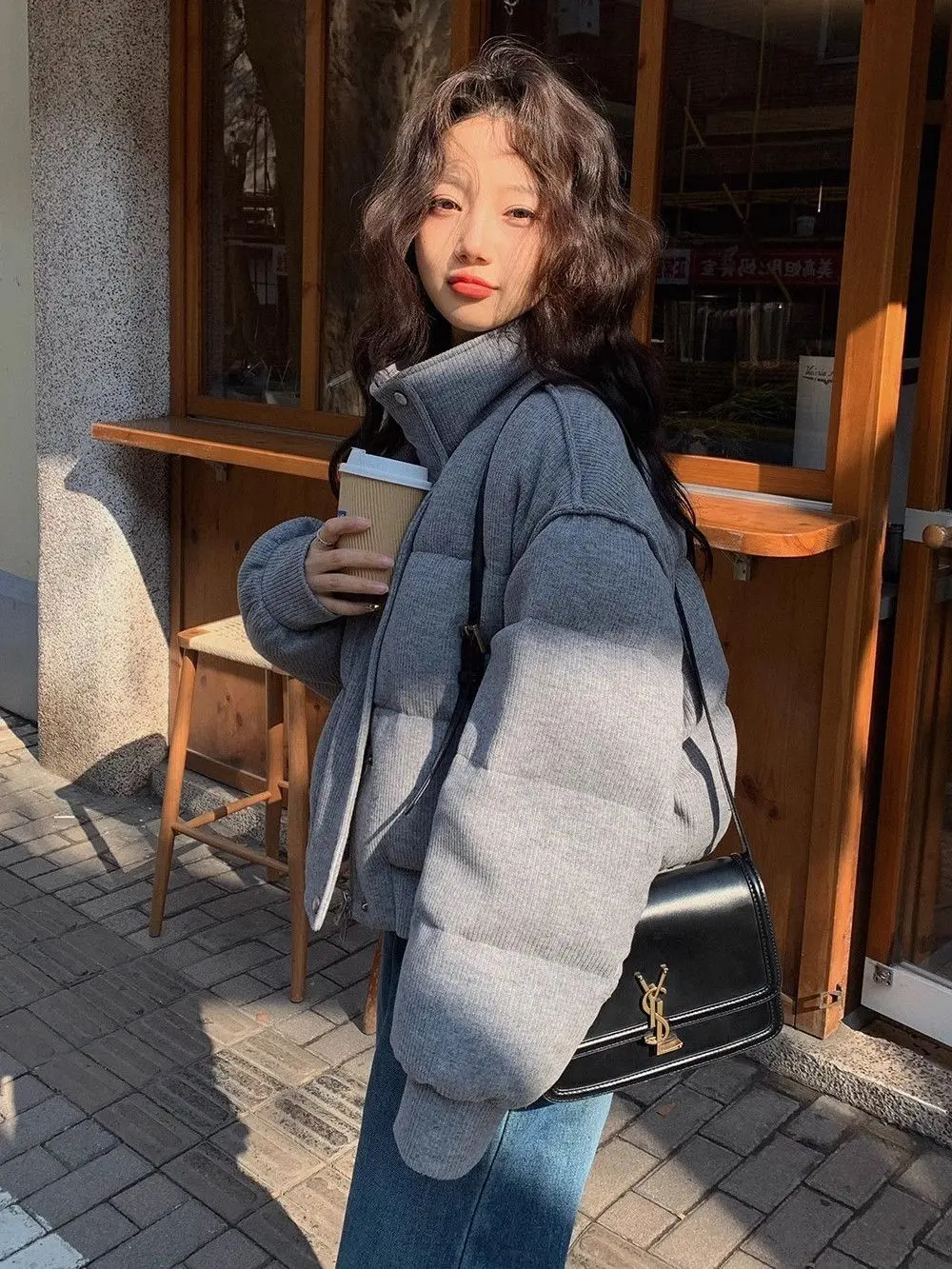 Short Cotton-padded Jacket Coat Female 2025 Winter Korean Version of Loose Lazy Padded Collar Coat