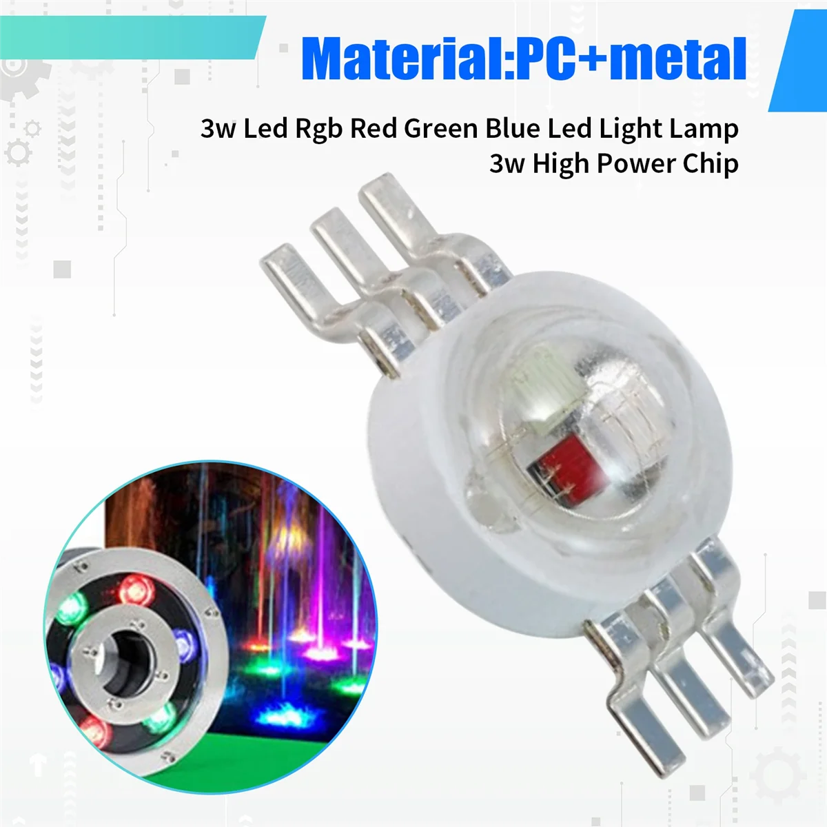 A40T 10 قطعة 3X3 واط عالية الطاقة RGB أحمر أخضر أزرق مصباح ليد مصباح توفير الطاقة حبيبات مصباح مستديرة متفاوتة الأحجام لمبات 6PIN 45MIL 3 واط رقاقة عالية الطاقة