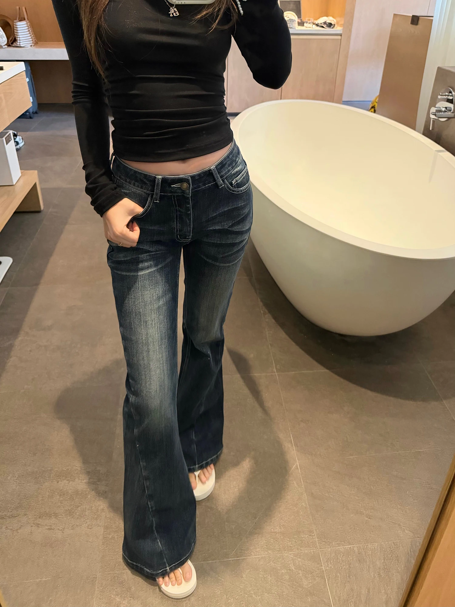 

Millennium Trendy Girl EEONE22000am Loose Fit Vintage Waed Denim Jeans Ladies High Waist Bell Bot Elastic Stretch Jeans