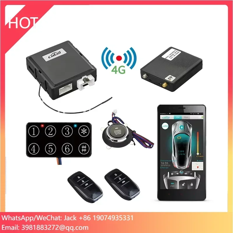 

CarEasy 4G GPS/GSM Car Alarm PKE Keyless Entry Push Button Engine Start Stop System With Remote Engine Start