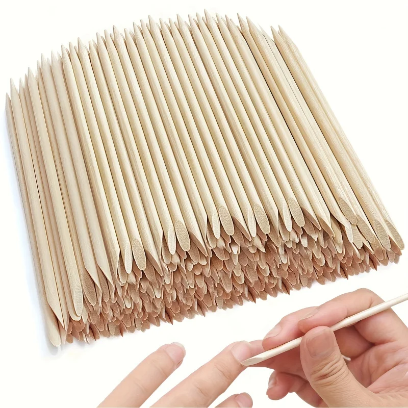 10/50/100 Soporte para palitos de uñas de 4,49 pulgadas - Juego de empujadores y removedores de cutículas de madera, herramientas de manicura y pedicura de madera