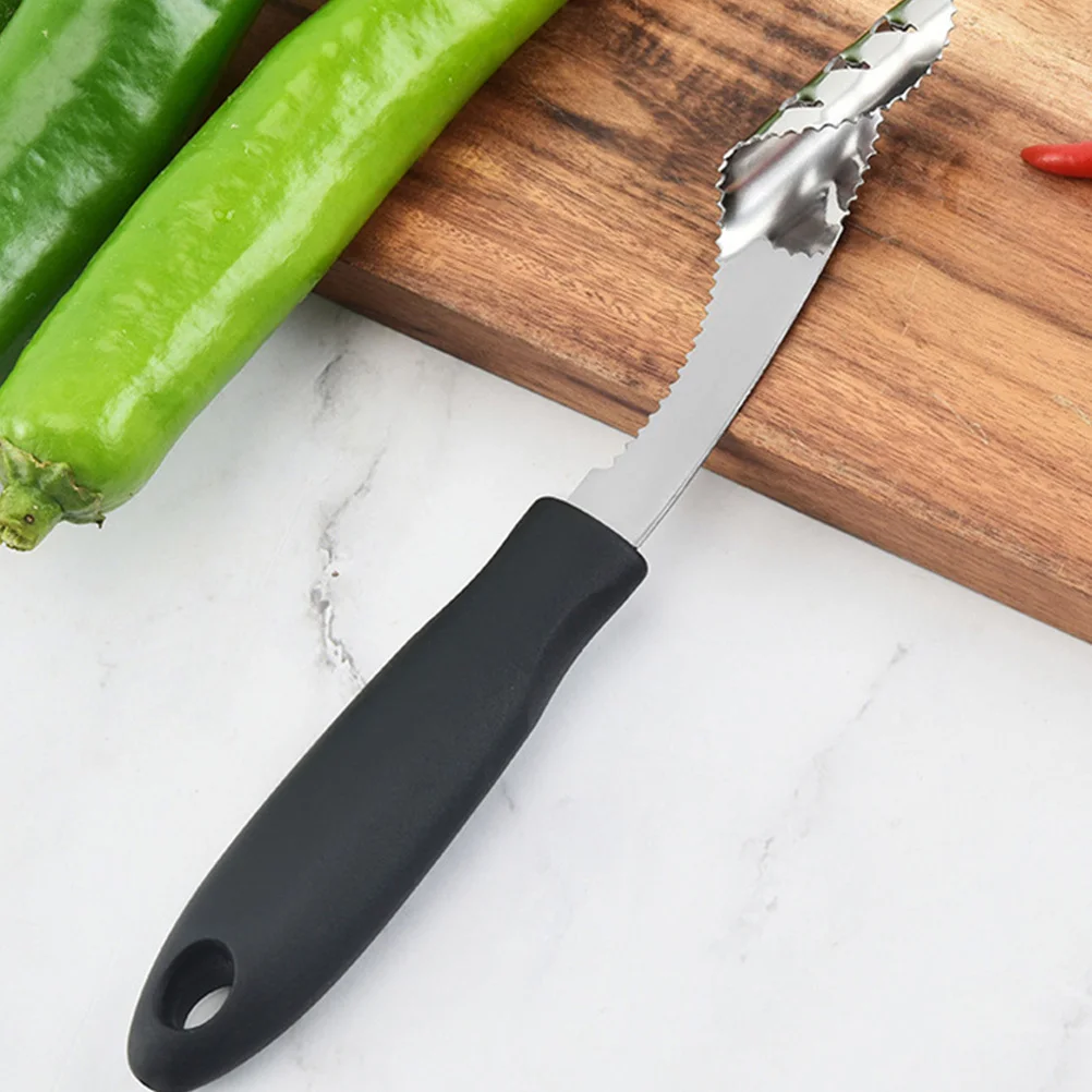 

4Pcs Stainless Steel Pepper Corer Serrated Slice Kitchen Tool Chili Core Remover for Peppers Tomatoes Cucumbers Apples Barbecue