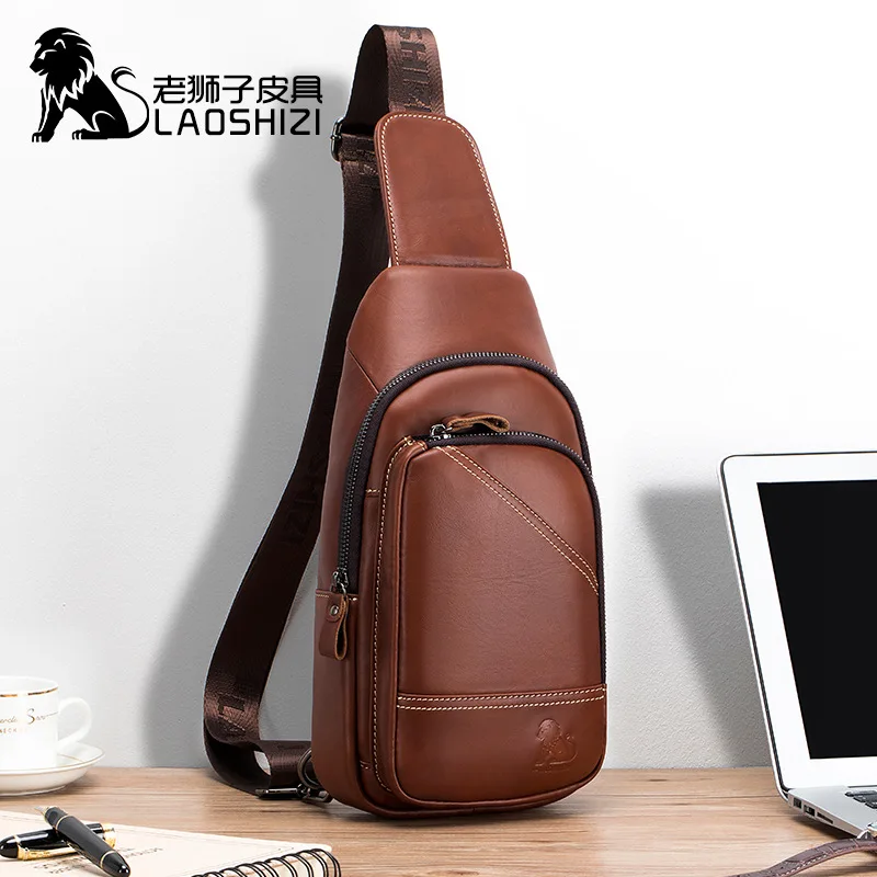 

New Chest Bag 100% Genuine Leather Shoulder bags husband side bag for men Messenger Bags Travel Men's designer bag Handbags