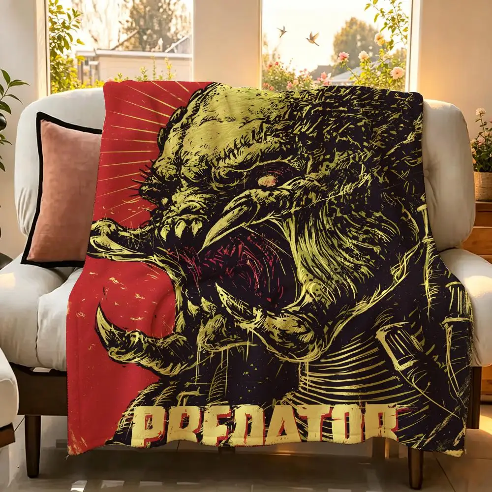 Movie P-Predator Throw Flannel Throw Blanket Suitable for Sofa、Living Room、Bedroom