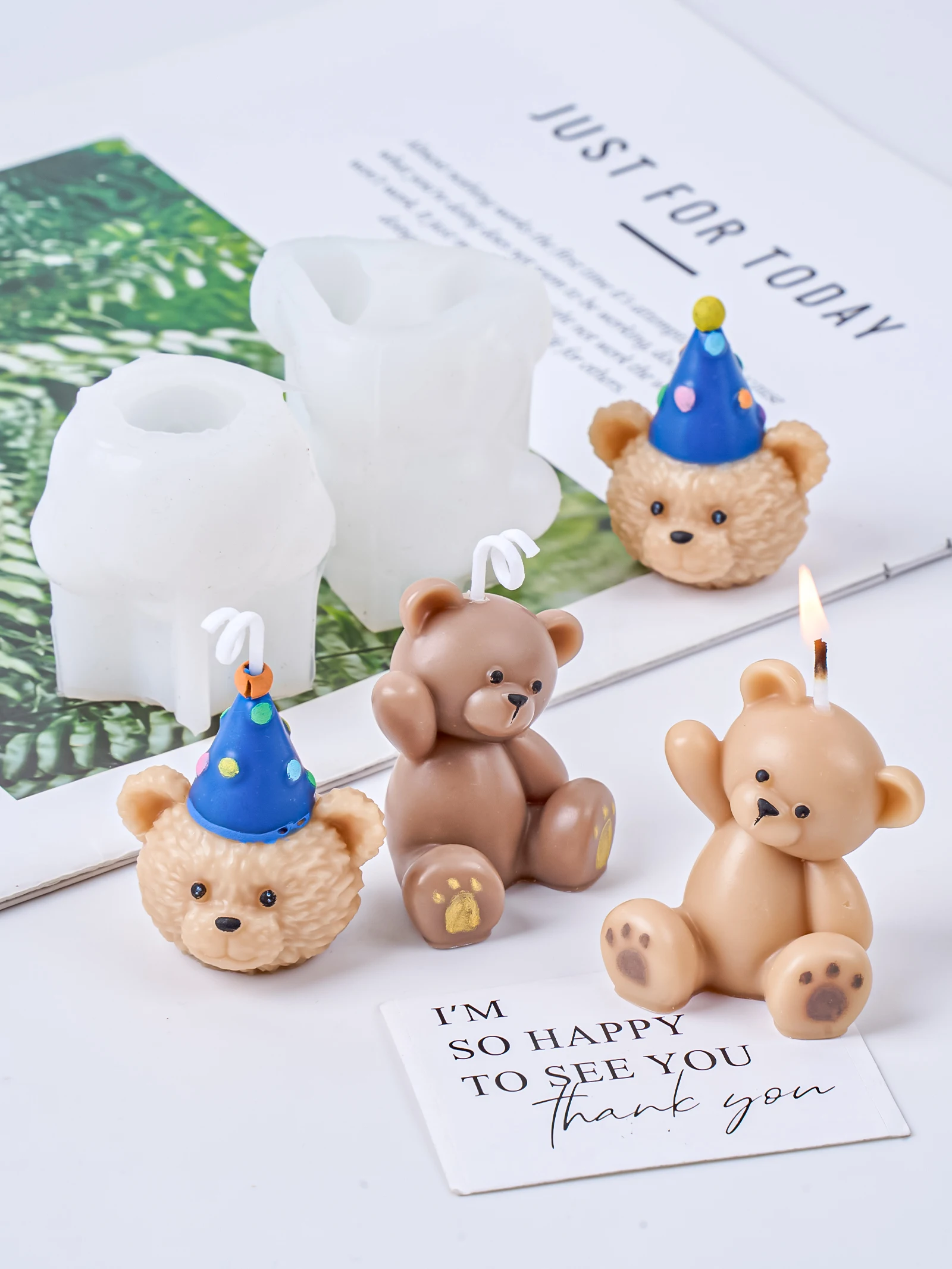 3D Geburtstag Bär Aromatherapie Silikon Kerze Form DIY Niedlichen Kleinen Bär Handgemachte Kerze Ornament Formen Geburtstag Geschenk Wohnkultur
