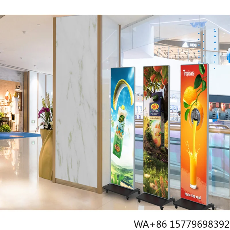 Indoor LED Poster Display P2.5 Foldable Digital Banner Screen WiFi Control for Shopping Mall Retail Store Wayfinding