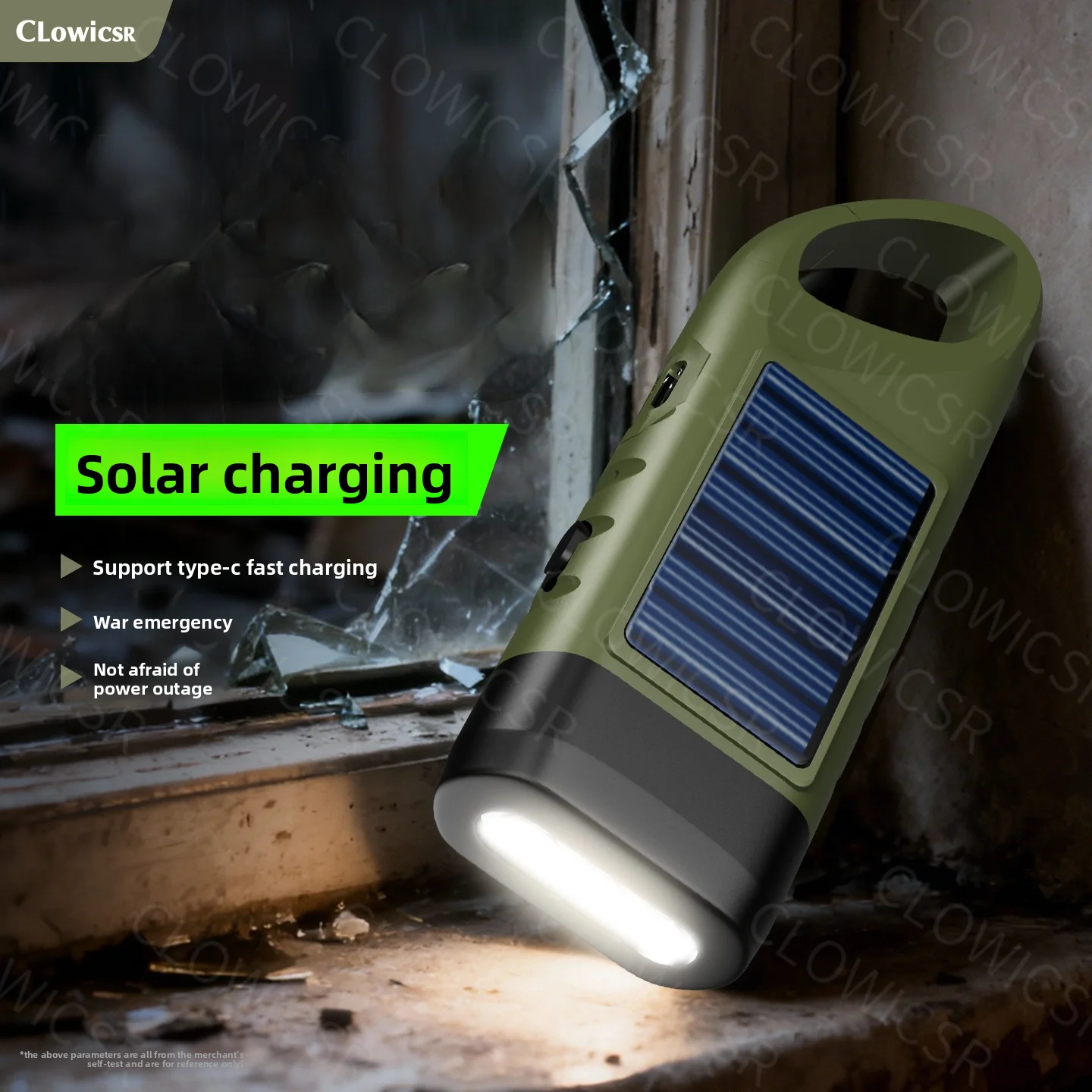 Solar Hand Crank Flashlight Multifunctional Emergency LED Camping Light Portable Hand Generating Outdoor Survival Flashlight