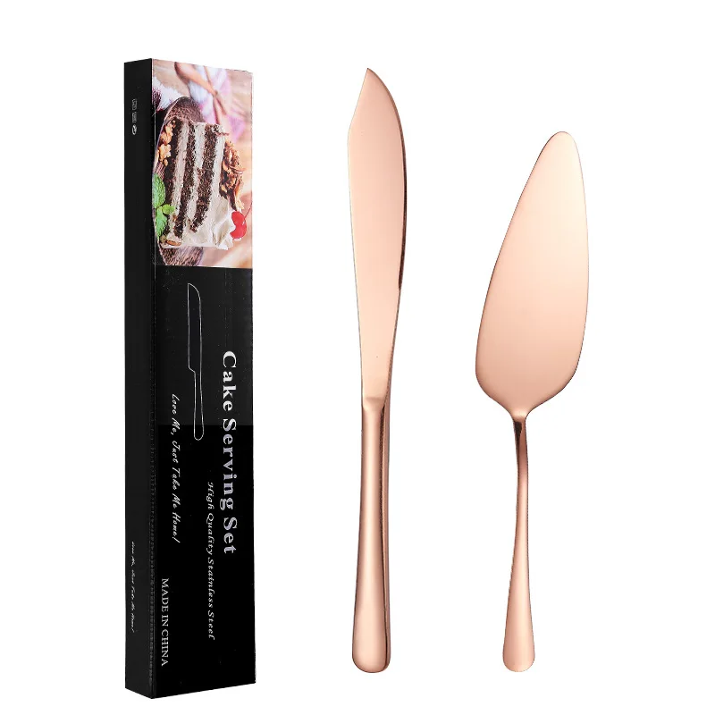 2PCS Cake Shovel Set Stainless Steel Bread Pizza Knife Dessert Pie Fondant Divider Cutter Spatula Server Baking Tool For Wedding