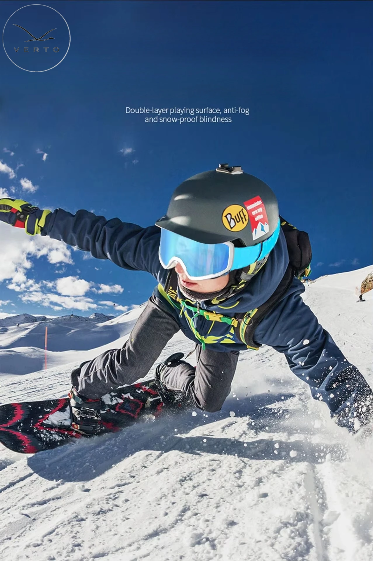 Premium Ski Goggles UV Protection Dual-Layer Lens Compatible with Myopia Glasses for Skiing and Mountaineering