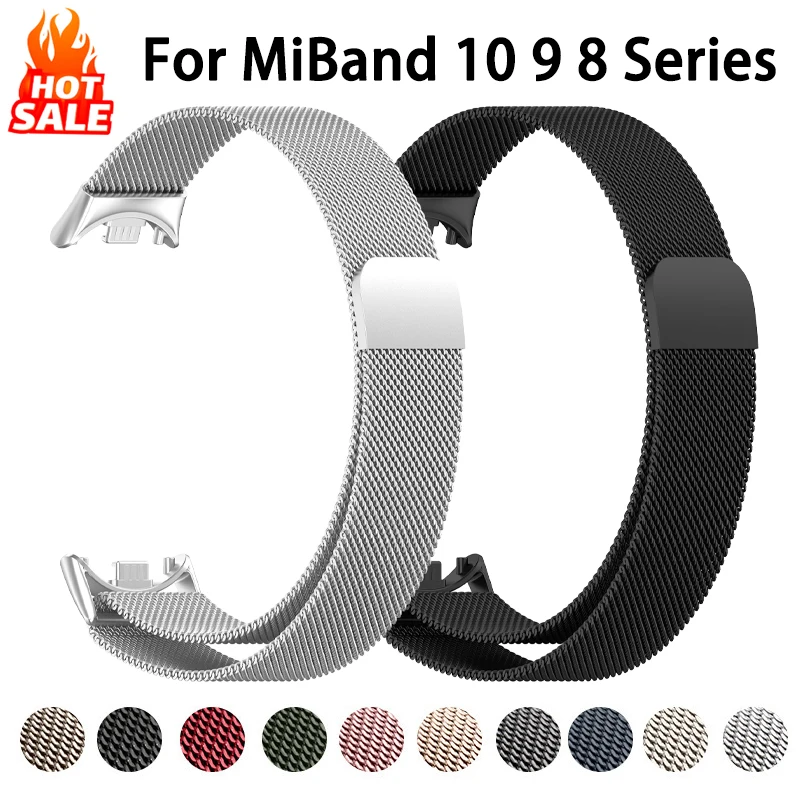 Milanese Loop Armband für Xiaomi Mi Band 10 9 8 NFC Edelstahl Correa Armband Xiaomi Smart Band 10 9 8 Armbänder Zubehör