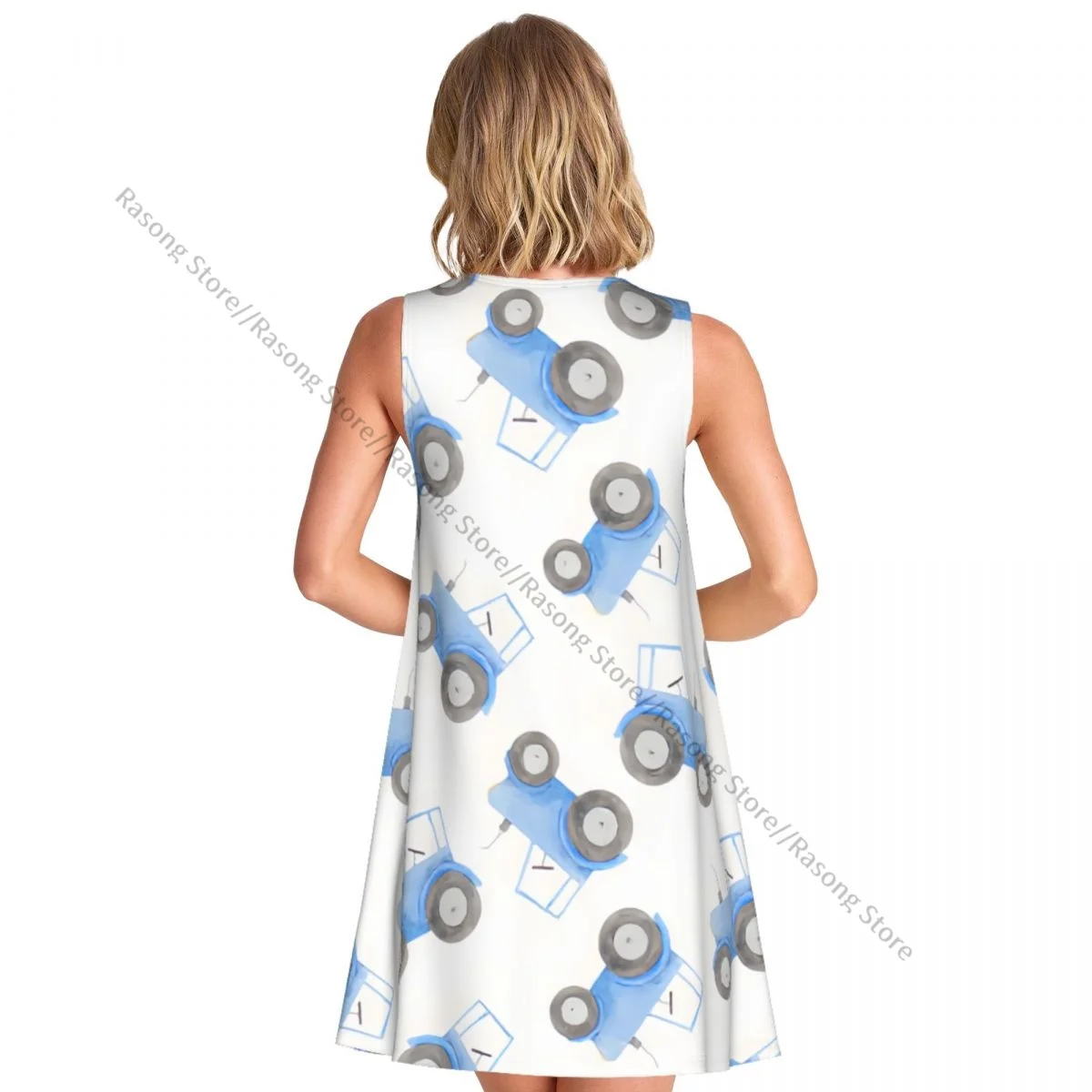 Abito da donna Illustrazione di trattore blu T-shirt casual estiva Coprispalle da spiaggia