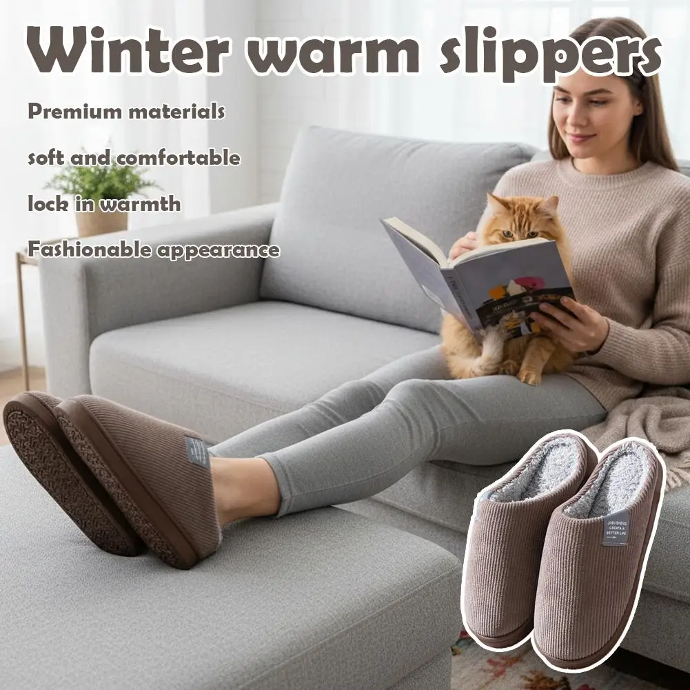 Winter-Plüsch-Hausschuhe, Leicht, Warm, Geschlossene Zehenpartie, Weiche Flauschige Fütterung, Slipper für Schlafzimmer und Wohnzimmer – Detail 5