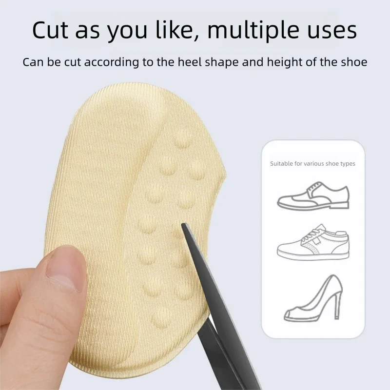 Изменяющие нашивки на пятку для кроссовок. Противоскользящая антифрикционная подкладка. Самоклеящиеся нашивки на плоской подошве и высоком каблуке. 1 пара.