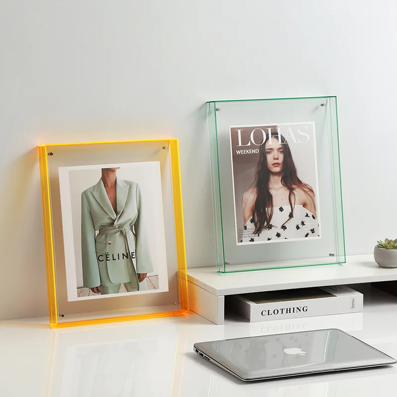 

Acrylic photo frame colorful transparent tabletop A4 photo poster wall-hanging art room decoration present