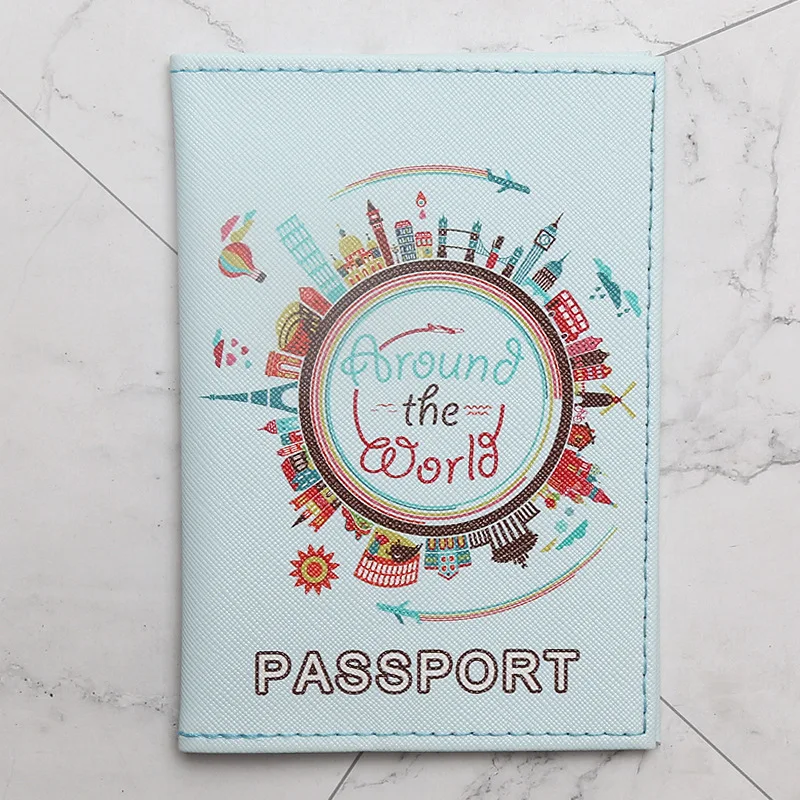 Around the world map passport holder creative travel passport clip PU holder storage bag