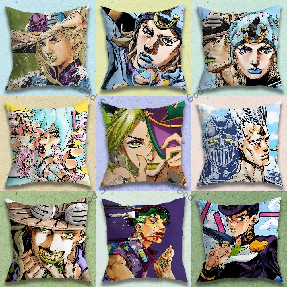J-JoJos  A-Adventure B-Bizarre Pillow Case Plush Pillow Cases Home Decoration Pillow Cover for Sofa Bed Chair Living Room