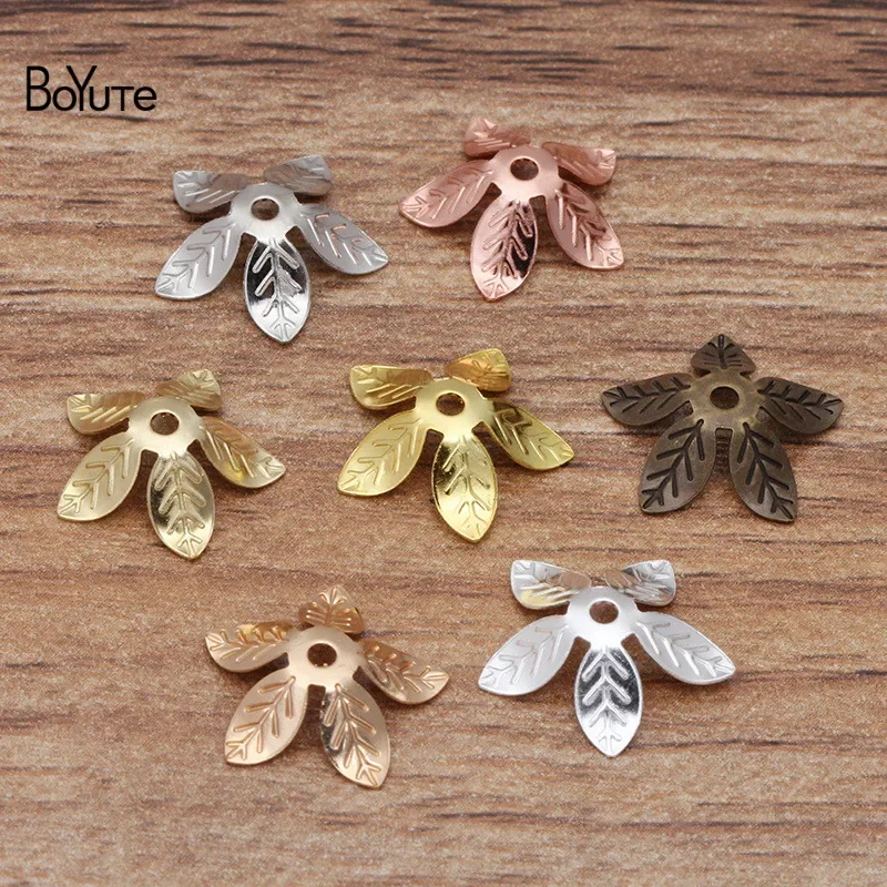 BoYuTe-Stamping Bronze Flor Bead Caps, DIY Jóias Acessórios Fornecedor, 13mm, 200 Pçs/lote