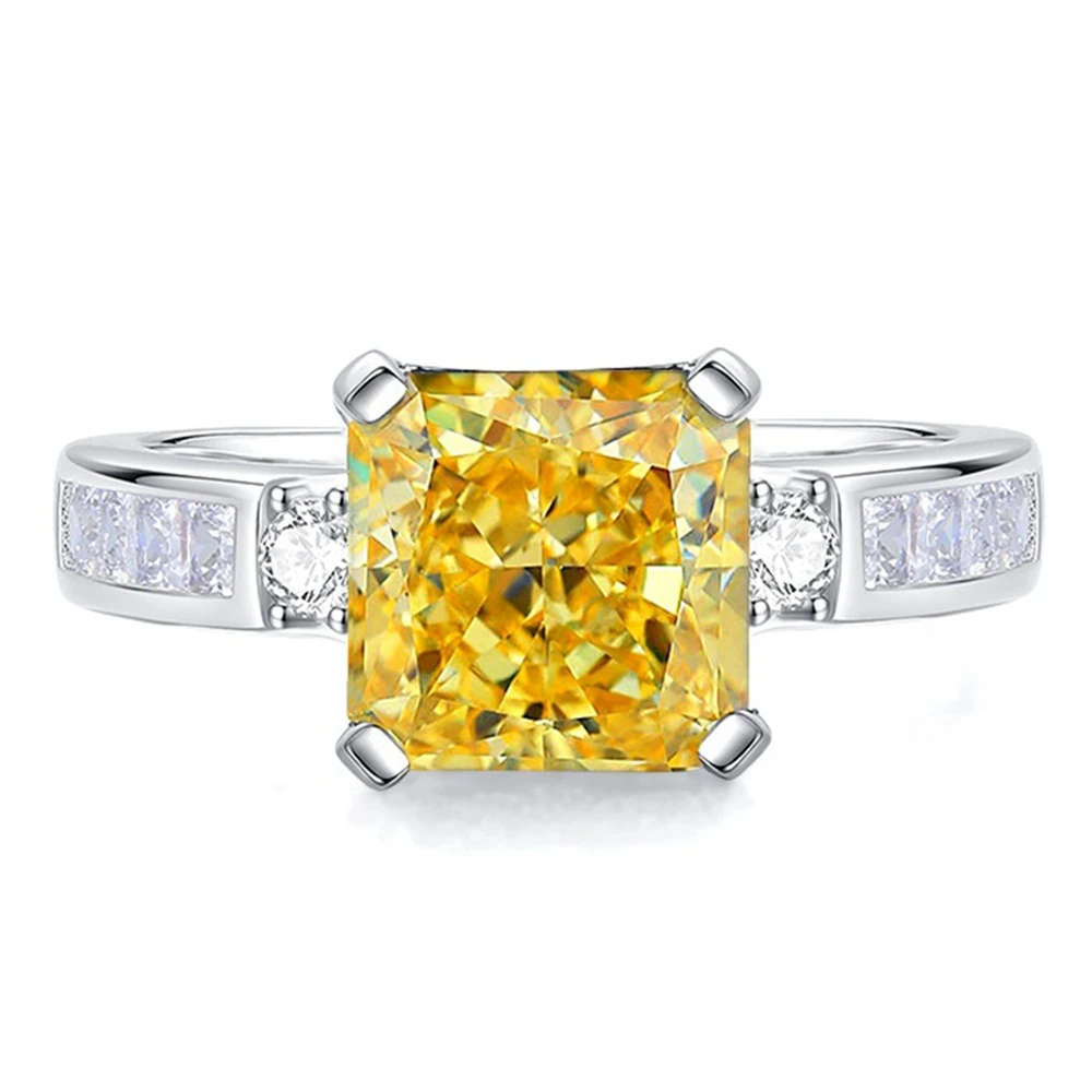 Wong Rain 100% 925 Sterling Silver 8MM Crushed Ice Cut Tanzanite Citrine Padparadscha High Carbon Diamond Gems Ring Fine Jewelry