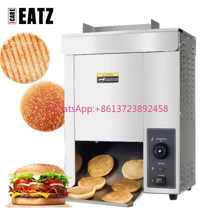 Vertical Contact Conveyor Bun Toaster with Adjustable Thermostat Control Restaurant Bun Toaster Machine