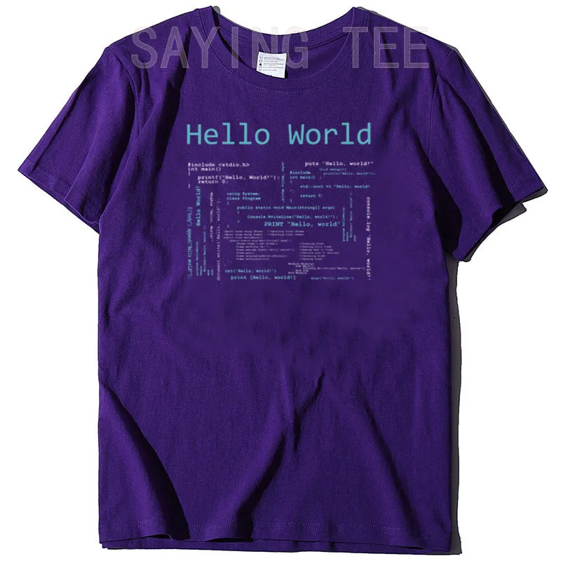 Hello World - Computer Programming Languages T-Shirt Gaming Lover Gamer Boys Men Clothing Computer Programmer Graphic Tee Tops