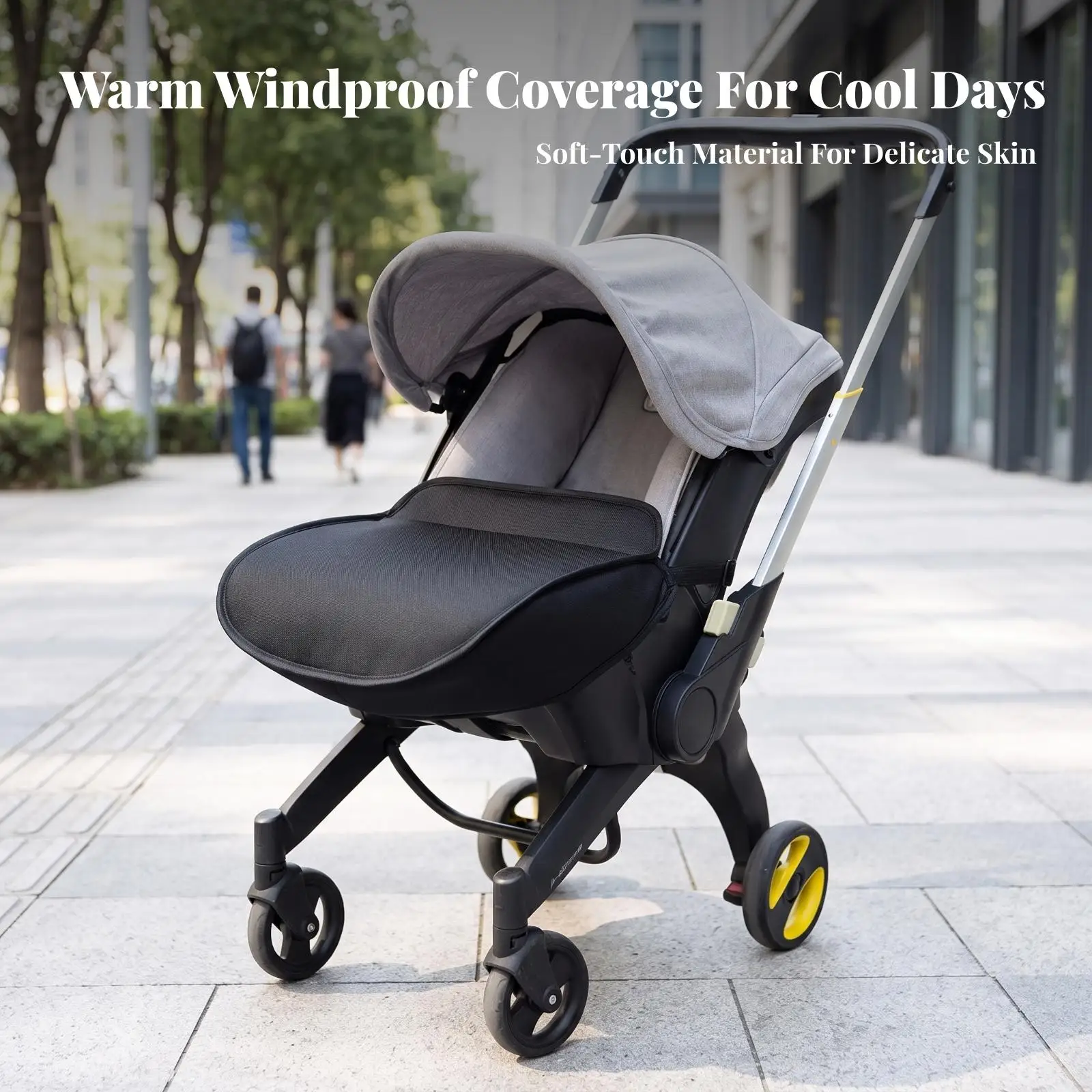 Insulated Stroller Footmuff Cationic Linen Cotton Pram Leg Warmer with Secure Straps for Infant Travel System Outings
