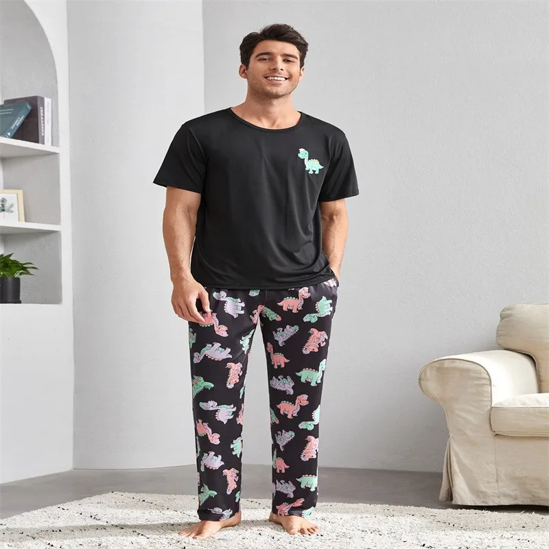 

Men's Home Wear Sets Autumn Winter Casual Outerwear, Best-selling Men's Short-sleeved Round-neck Long Pants and Pajama Pants
