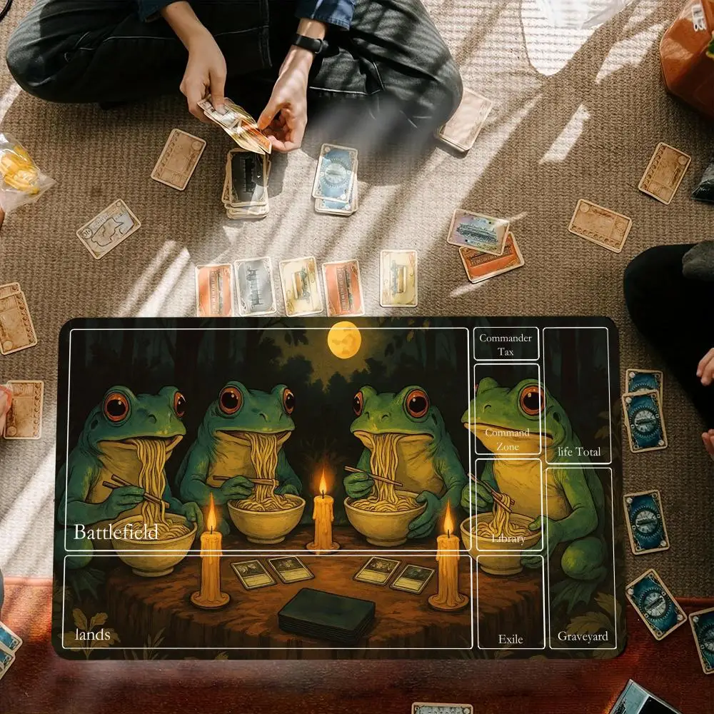 Alfombrilla de ratón de mago rana, tapete de cartas cosido con zonas mágicas, alfombrillas de juego de mesa para MTG/TCG Card Battle Commander, alfombrilla de escritorio