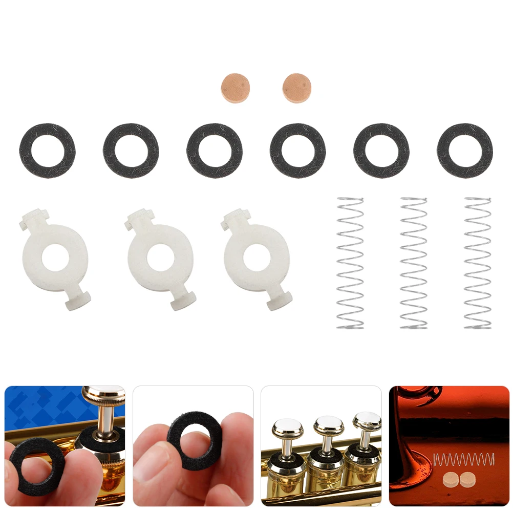 

Trumpet Maintenance Set Piston Springs Button Pads Spring Plate Accessories For Brass Instruments