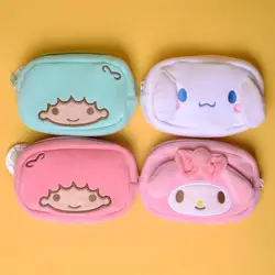 Kawaii Sanrio My Melody Cinnamoroll Little Twin Star Cosmetic Bag Coin Purse Storage Bag Plush Girl Birthday Gift For Girlfriend