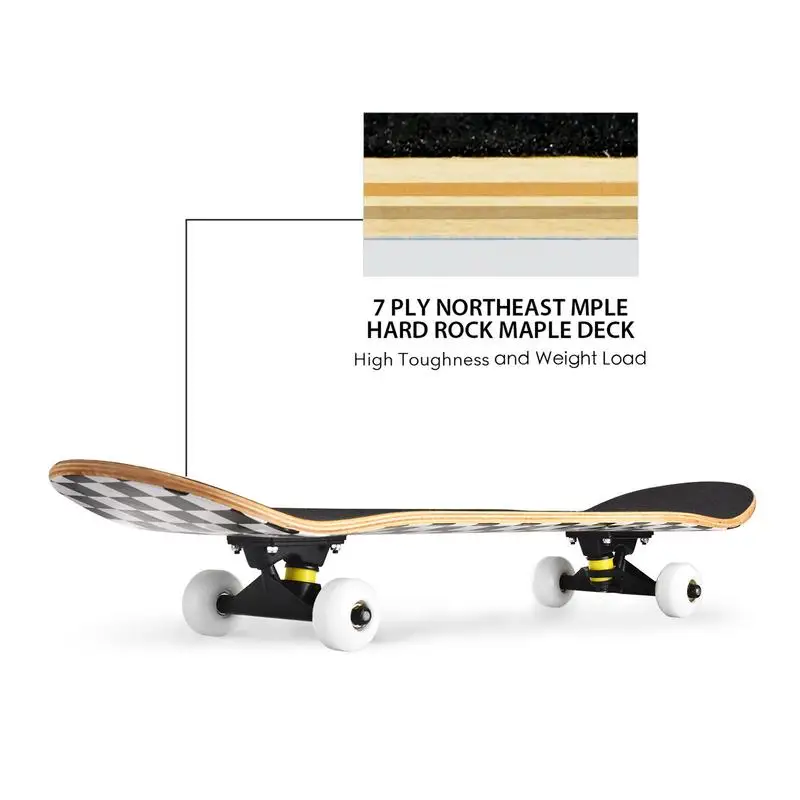 Skateboards 31'X 8'Complete Standard Skateboards For Beginners With 7 Layers Canadian Maple Double Kick Concave Skateboard