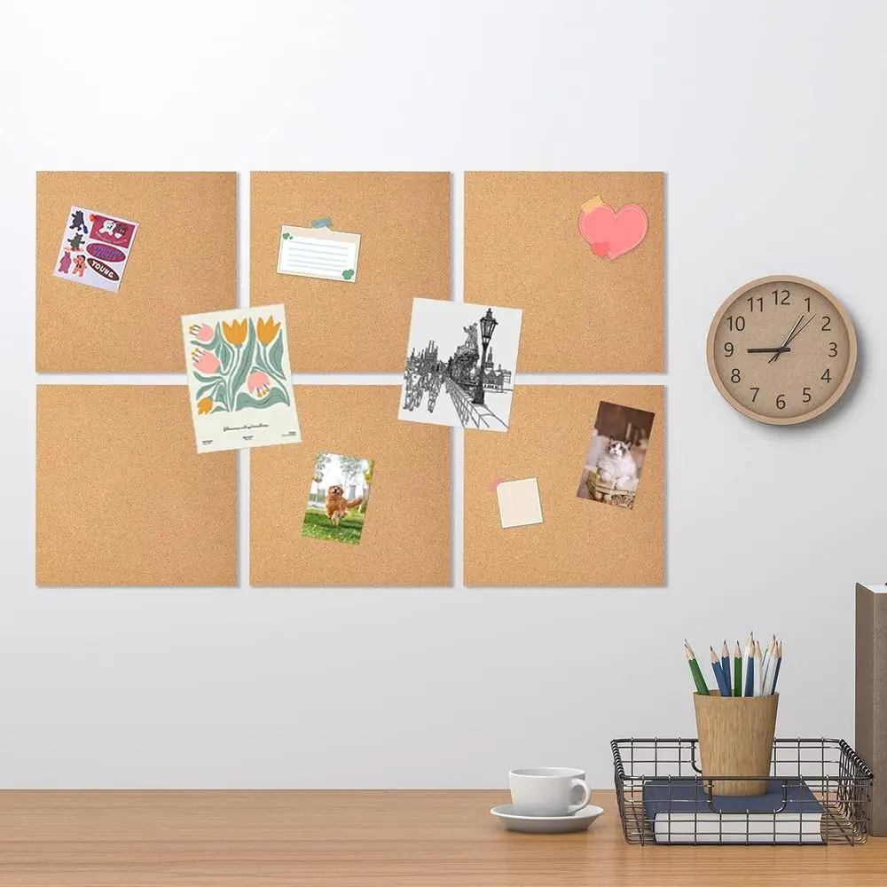 Placas de Cortiça Grossas de 12x12 Polegadas com Adesivo, 100 Alfinetes Inclusos para DIY, Escritório, Escola e Uso Doméstico