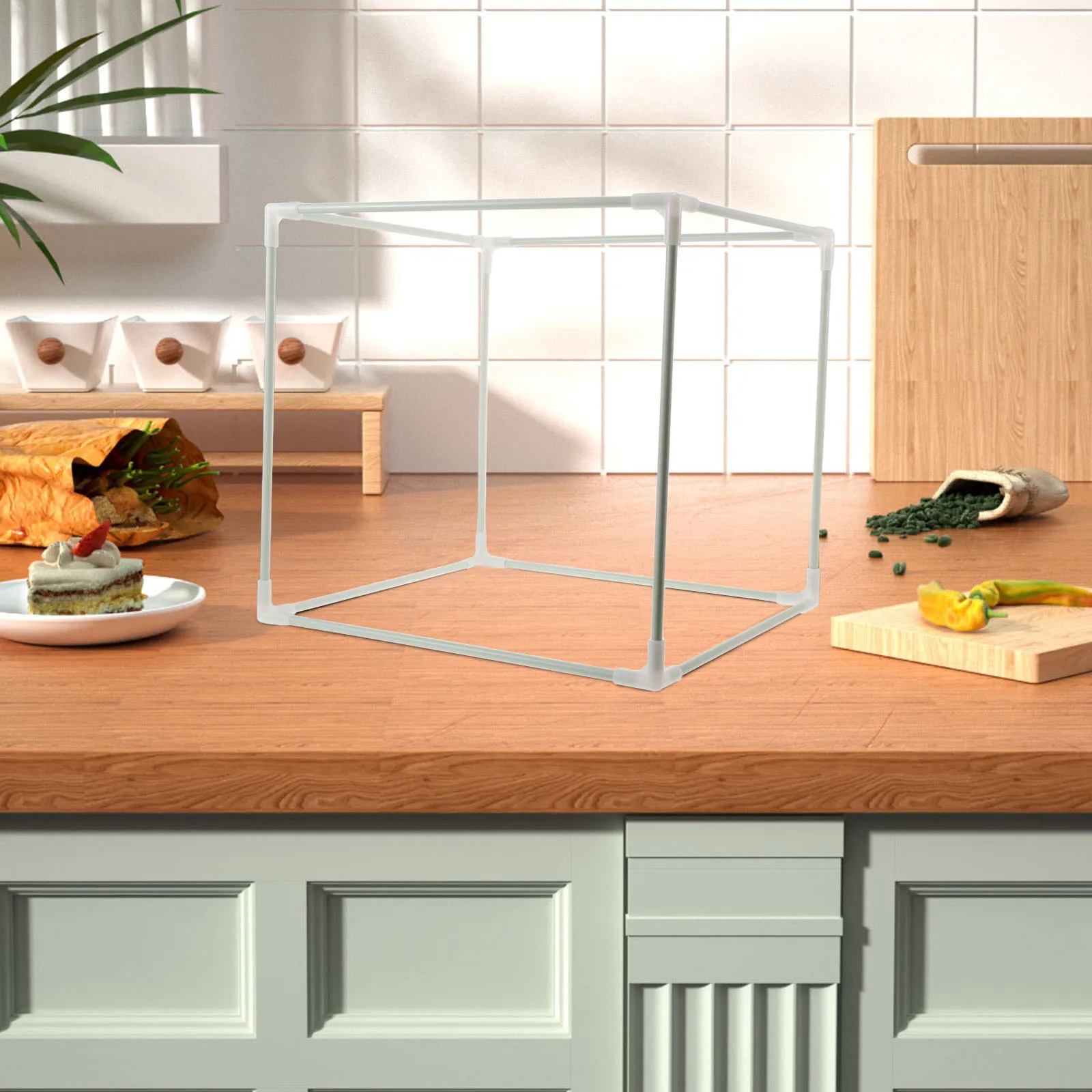 

Plastic Bread Proofing Box Support Frame Hollow Cube 15.33x13.95x13.95in Proofing Rack Efficient Fermentation Insulated Food Bag