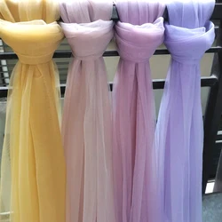 Soft Tulle Fabrics Wedding Celebration Curtain Clothing Yellow Lilac Mauve Mesh Layout Chair Back Yarn Background Material