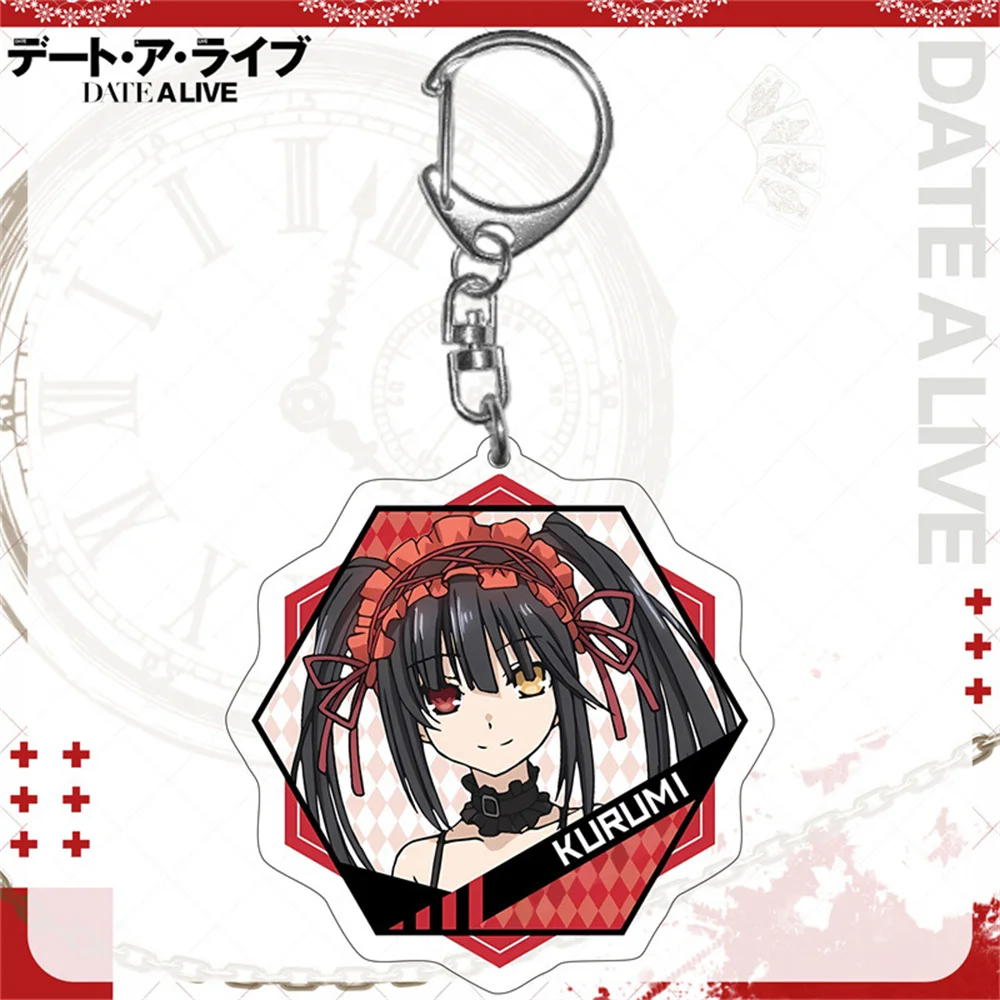 6cm Charm Anime Fans Gifts HD Character DATE A LIVE Acrylic Keychain Tokisaki Kurumi Quadratic Element Ornament Series