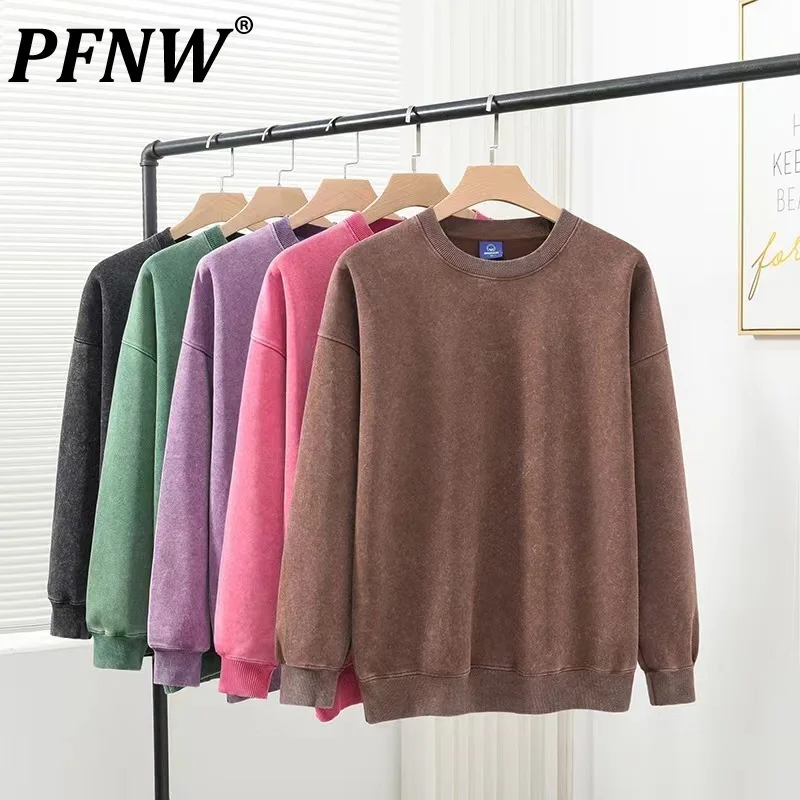 PFNW Gewassen Distressed Gewatteerde Ronde Kraag Sweatshirts Voor Mannen En Vrouwen Losse Causale Trui Tops Herfst Winter Tij 28W5884