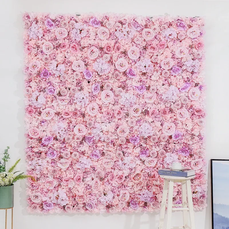 

12pcs/lot Silk Rose Flower Wall 1.6mx1.8m Birthday Party Backdrop Artificial Flower Wedding Decorations Photography Background