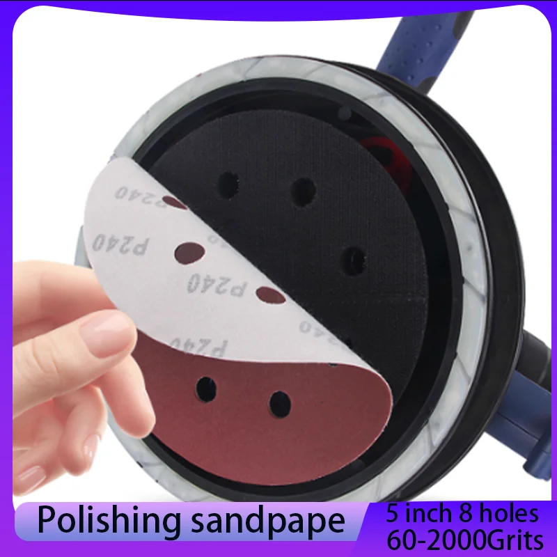 

5-inch 8-hole plush circular self-adhesive back velvet dry grinding polishing sandpaper paint surface wall sandpaper sheet