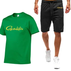 Sommer neue Gamakatsu Angeln Männer Mode einfarbig kurz ärmel ige T-Shirt einfache lässige Freizeit trend ige Shorts Mann Bewegung Anzug