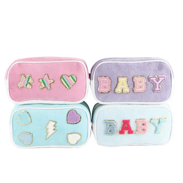 10pcs New Terry Cloth Makeup Bag Travel Cosmetic Bag Candy Colors Makeup Toiletry Pouch Bag  Large Capacity Storage Organizer