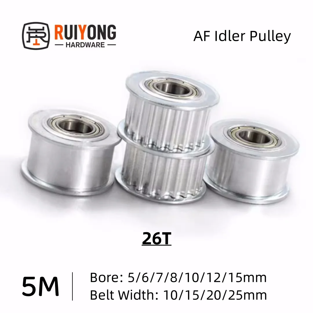 HTD5M Timing Pulley Idler Pulley  26Teeth AF Type Bore 5/6/7/8/10/12/15mm  Belt Width 10/15/20/25mm 3D printed parts 5gt