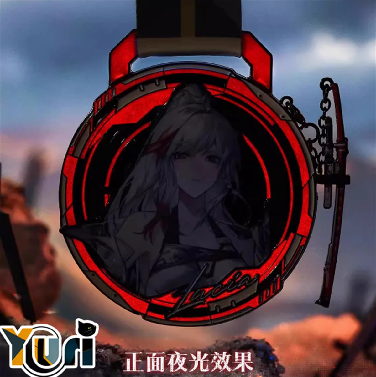 Game GRAY RAVEN PUNISHING Lucia Official Linkage Double-Sided Metal Commemorative Medals Badge Pendant Anime Cosplay