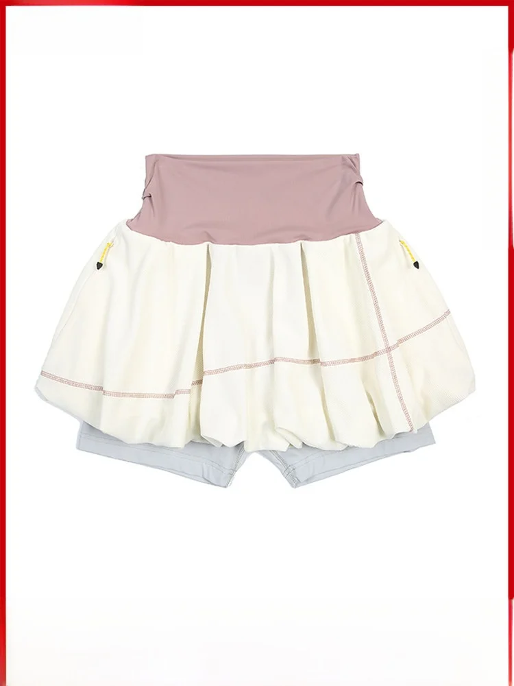 GPstudio Girls Sport Sunscreen Quick Dry Flower Bud Skirt Pants Women Yoga Fake Two-Piece Anti-Light Short Skirt