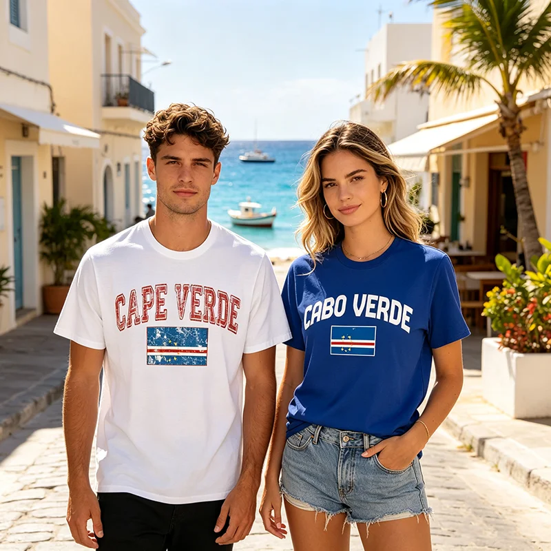 Vintage Retro Faded Cape Verde Flag Cabo Verde Pride T-Shirt Y2k Athletic Sportswear Clothes Cape Verdean Soccer Jersey Clothes