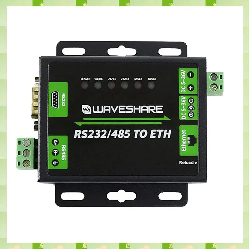 2025 Waveshare RS232/RS485 zum Netzwerk-Port-Modul, Dual-Serial-Port, ETH, RJ45, Industriequalität, Zwei-Wege-transparente Übertragung, Wa