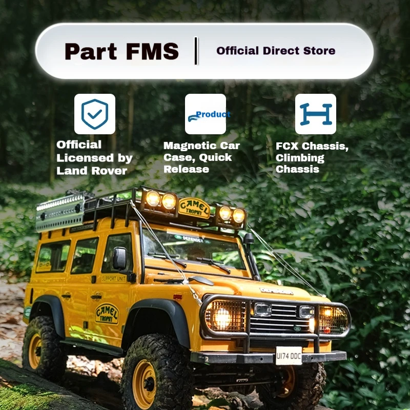FMS FCX10 1:10 4WD RC Crawler – Officially Licensed Camel Trophy Edition, The Perfect Scale Model Gift for Kids and RC Hobbyists