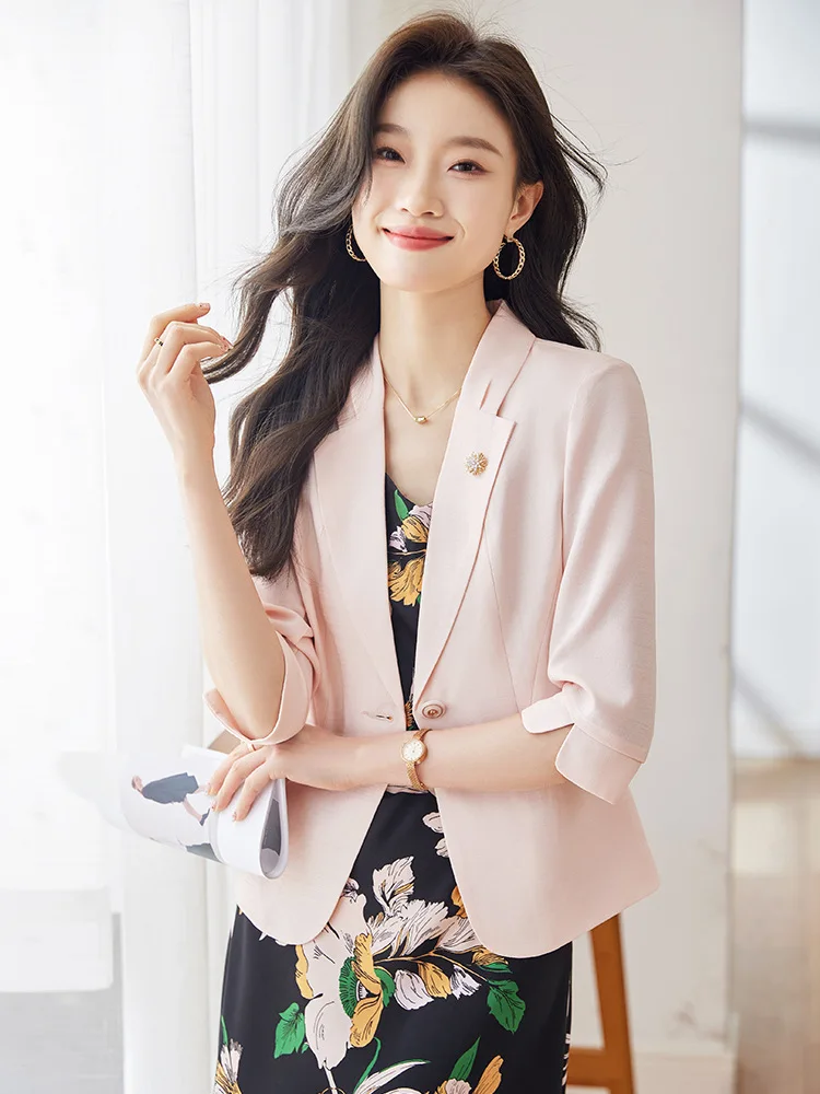 

Formal Elegant Styles Blazers Jackets Coat Spring Summer Women Office Work Wear Professional Career Interview Outwear