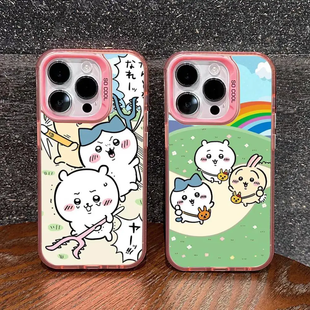 Cartoon Cute C-Chii-kawasS Phone Case pink IMD Colorful Phone Case Silver Cover Suitable for iPhone 16 15 14 13 12 11 XS Pro Max