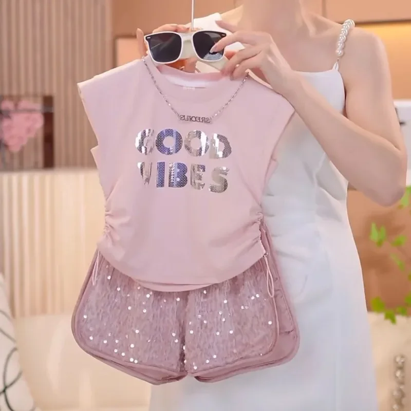 

2-10 Years Girls Summer Clothes Set 2 Pcs Tops And Shorts Suit Trend Children Costume Casual Kids Outfits Babys Clothing