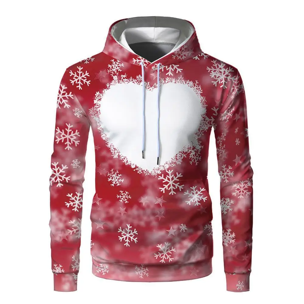 Sublimation Bleached Blank Hoodies 3D Tie Dye Hoodies Pullover Long Sleeve Christmas Clothes Heat Transfer Blank Sweatshirt