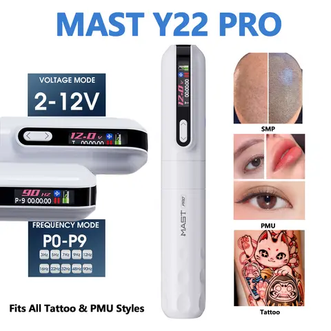 MAST Y22 PRO Dual Mode Wireless Permanent Makeup Machine  3.0mm Stroke 2-12V Voltage 126g for Eyebrow Lip SMP PMU Body Art Work